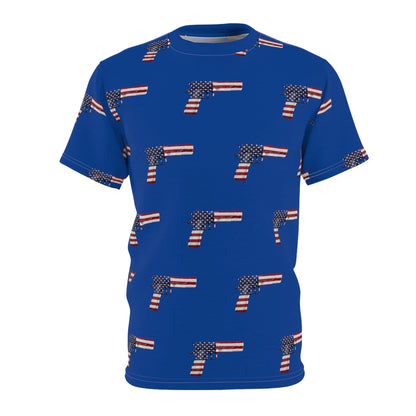 American Flag Red White and Blue Pistol 2A Unisex Athletic Cut & Sew Soft Tee
