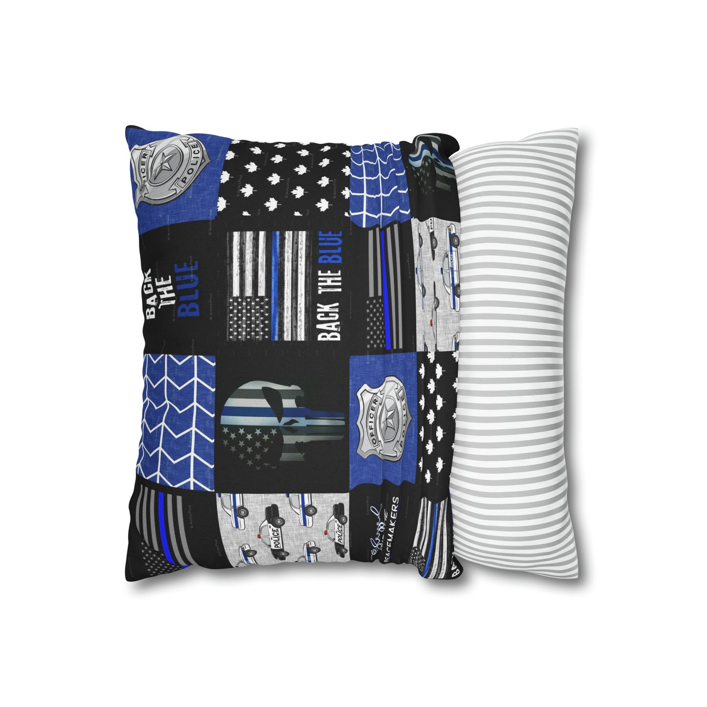 Back the Blue Police Oath and Pattern 2-sided Throw Pillow Case