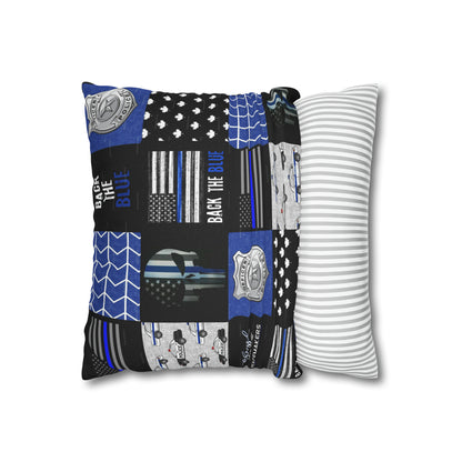 Back the Blue Police Oath and Pattern 2-sided Throw Pillow Case