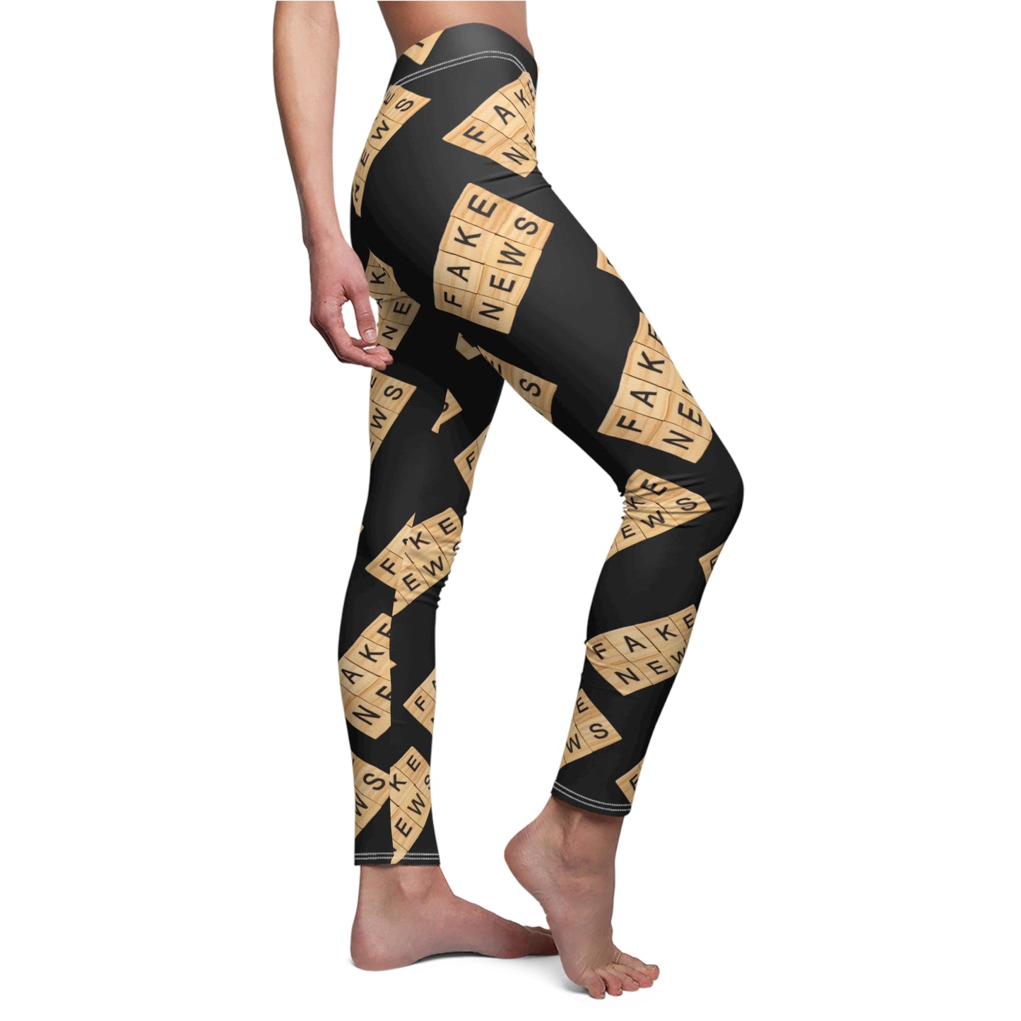 Fake News Scrabble Tiles Black Women's Casual Leggings