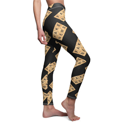 Fake News Scrabble Tiles Black Women's Casual Leggings