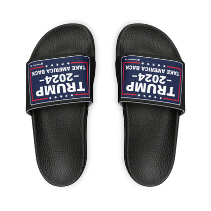Women's Trump 2024 Take America Back Comfy PU Slide Sandals