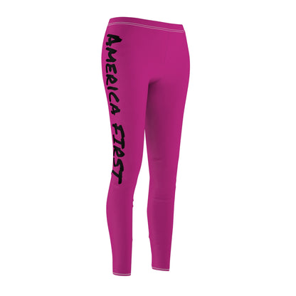 America First Bold Pink Women's Casual Leggings Trump MAGA