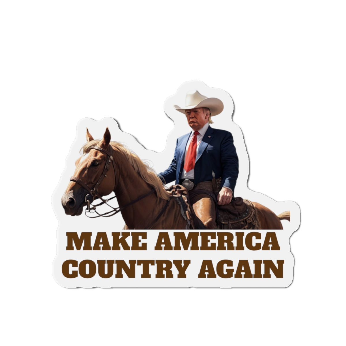 Make America Country Again Cowboy Trump Die-Cut Magnet