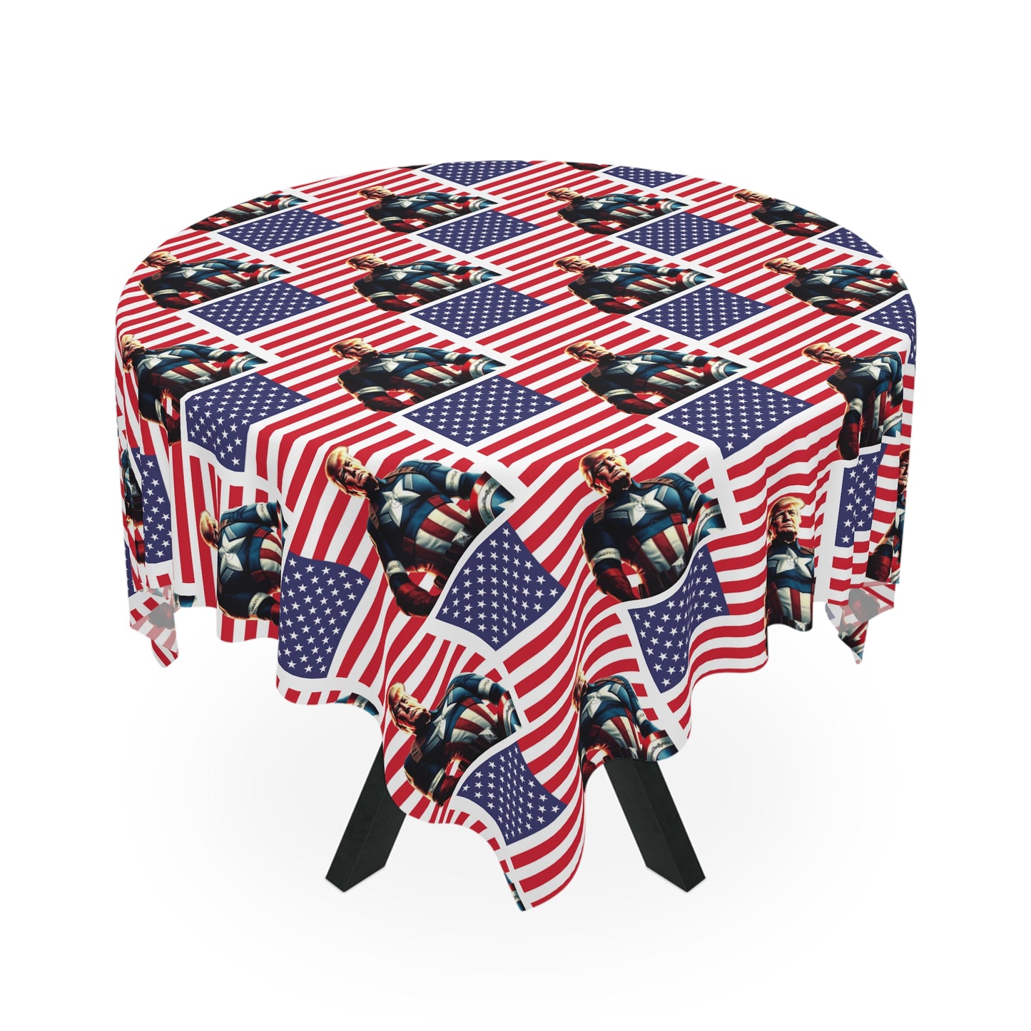 Captain Trump American Red White and Blue Celebration Fabric Tablecloth
