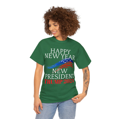 Happy New Year New President Trump 2024 Unisex Heavy Cotton Tee