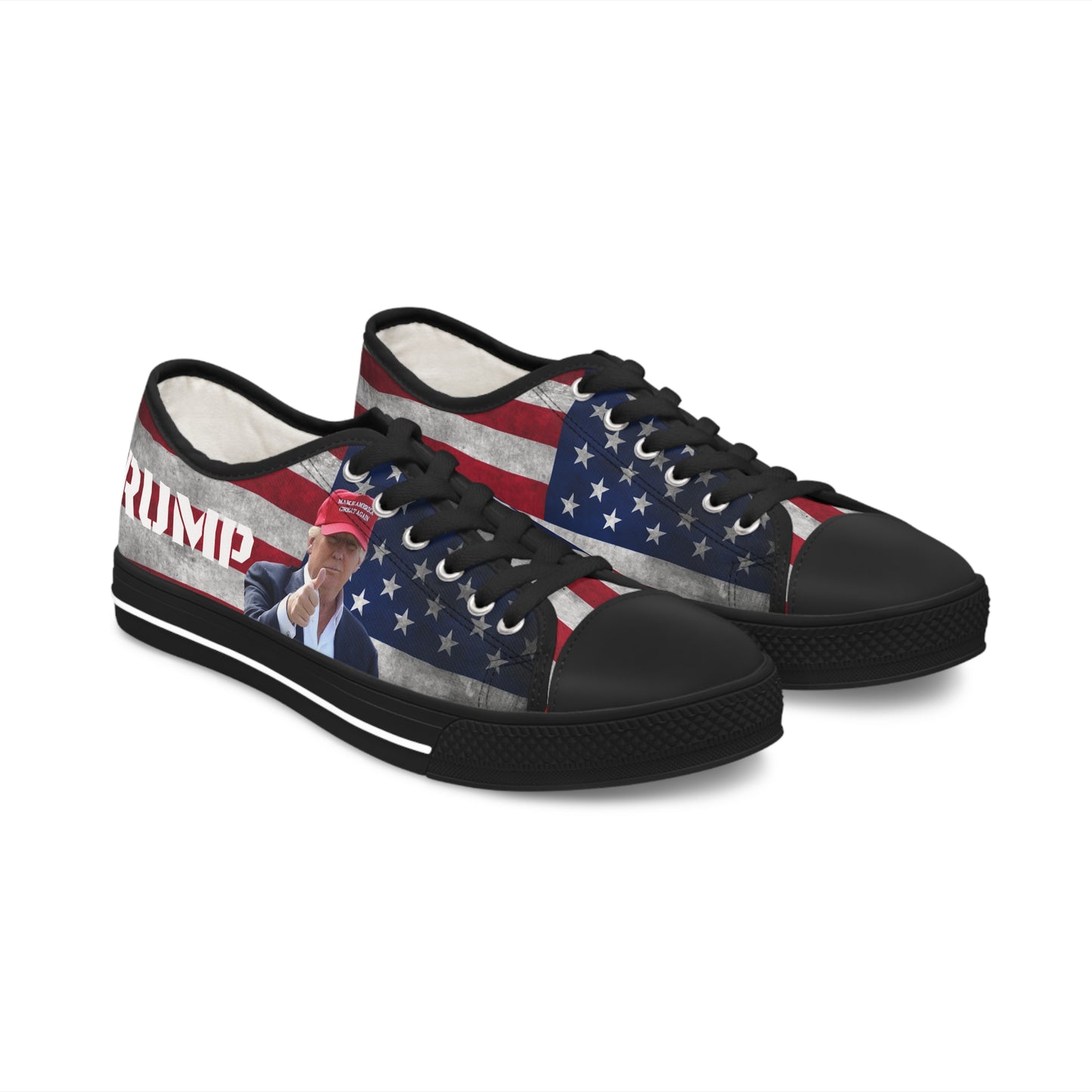 Trump American Flag MAGA Women's Low Top Sneakers Shoes