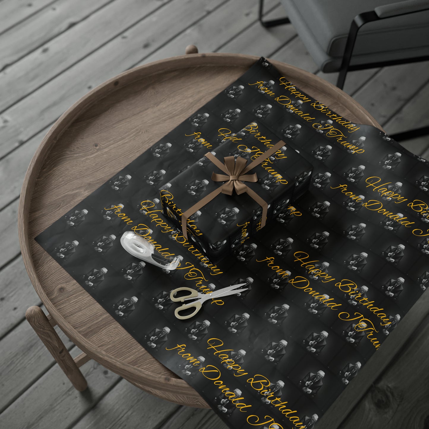 Happy Birthday From Donald J Trump Gift Wrapping Paper (Yellow)