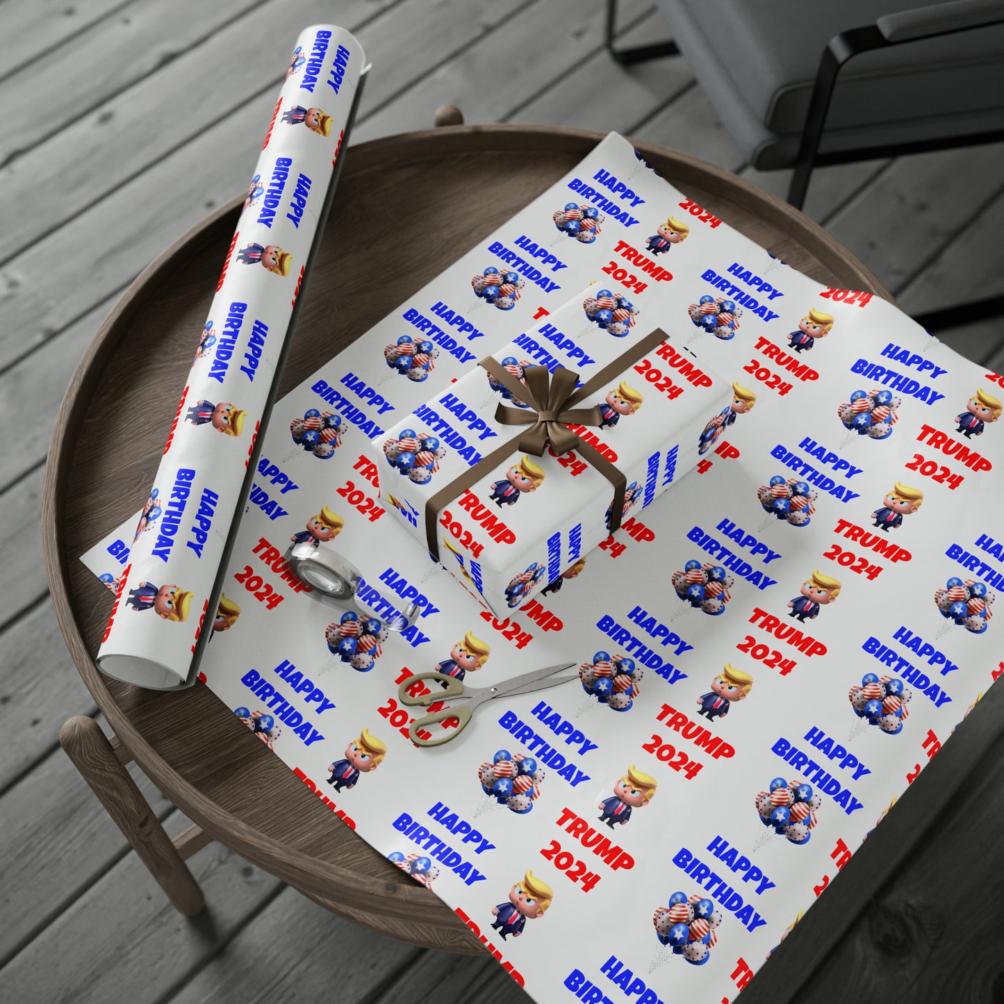 Happy Birthday Trump 2024 white MAGA Birthday Gift Present Wrapping Paper