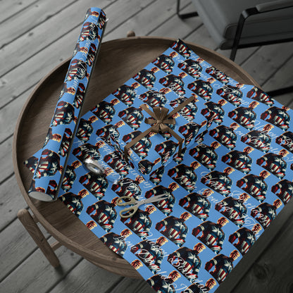 Happy Birthday From Captain Donald J Trump Gift Wrapping Paper (light blue)
