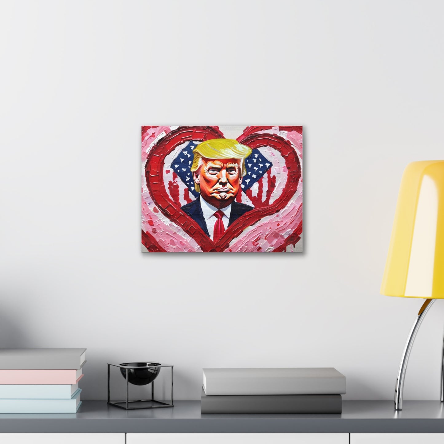 Donald Trump in the Hearts Reprint *Gemälde von Bella K. Canvas Gallery Wrap MAGA Valentinstagsgeschenk