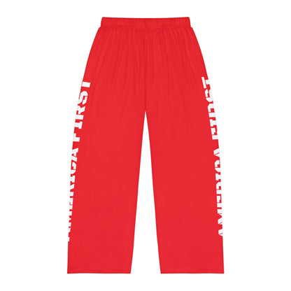 America First Red Men's Polyester Lounge Comfy Pajama Pants Trump