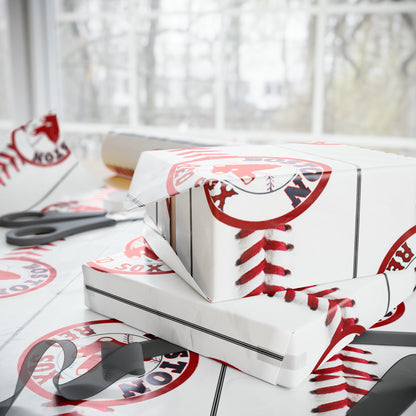 Boston Red Sox Baseball Birthday Gift Wrapping Paper Holiday
