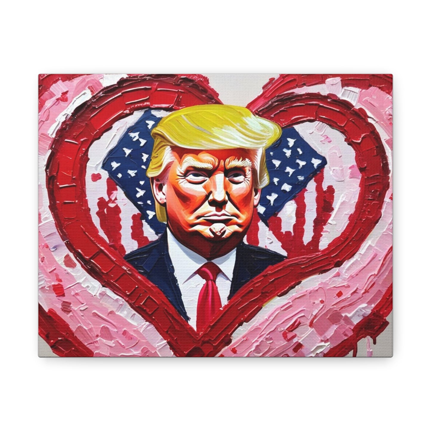 Donald Trump in the Hearts Reprint *Gemälde von Bella K. Canvas Gallery Wrap MAGA Valentinstagsgeschenk