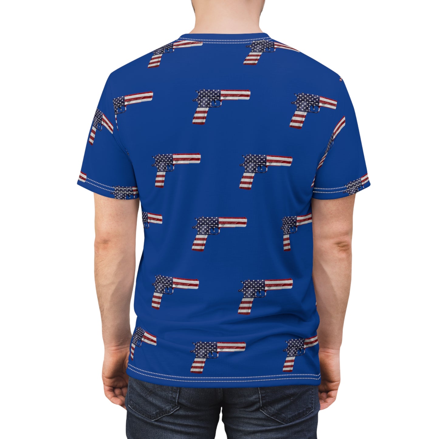 American Flag Red White and Blue Pistol 2A Unisex Athletic Cut & Sew Soft Tee
