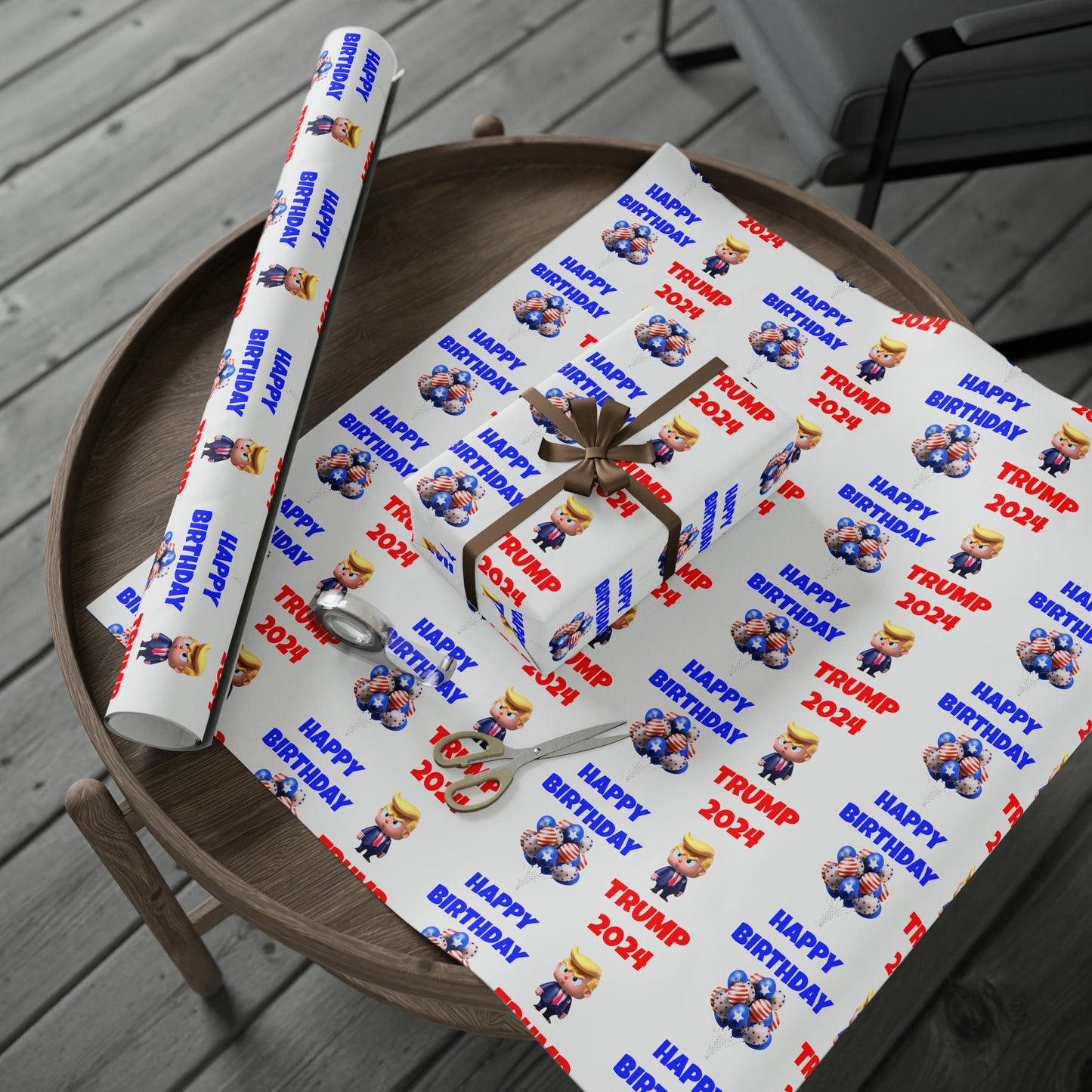 Happy Birthday Trump 2024 white MAGA Birthday Gift Present Wrapping Paper