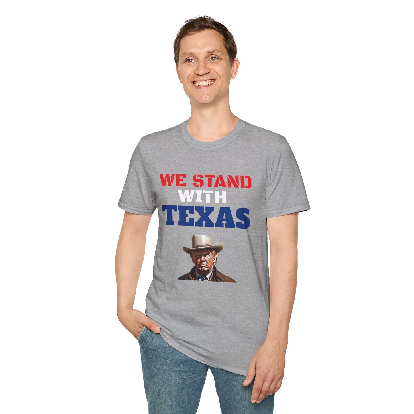 We Stand With Texas Flag Trump 2024 Unisex Softstyle T-Shirt MAGA