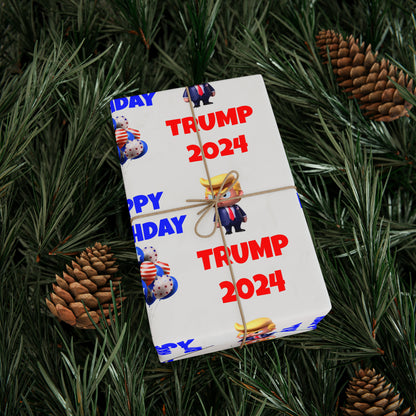 Happy Birthday Trump 2024 white MAGA Birthday Gift Present Wrapping Paper