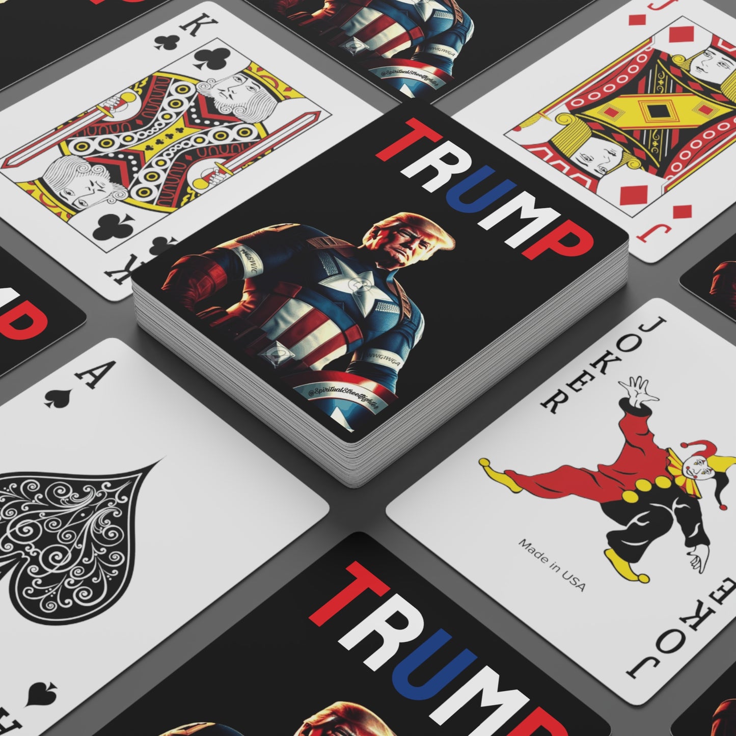 Trump Captain America Playing Poker Cards