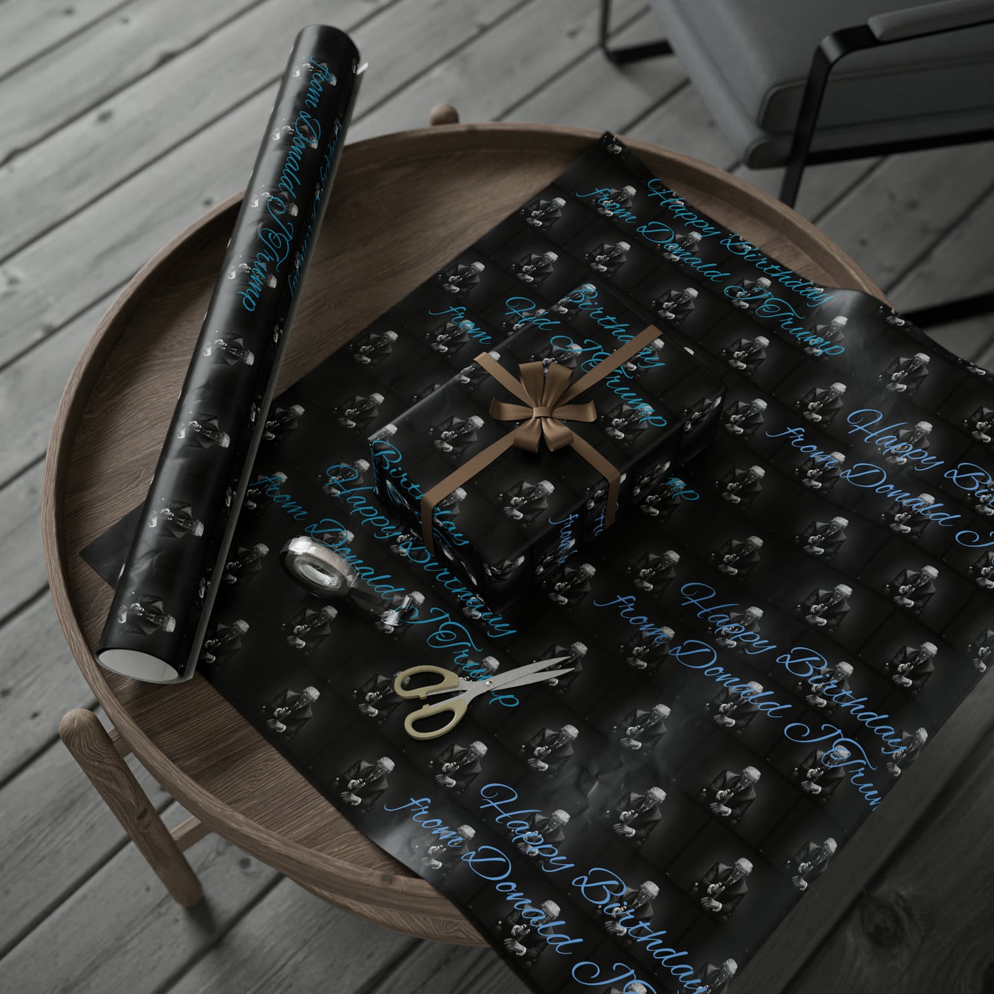 Happy Birthday From Donald J Trump Gift Wrapping Paper (Blue)