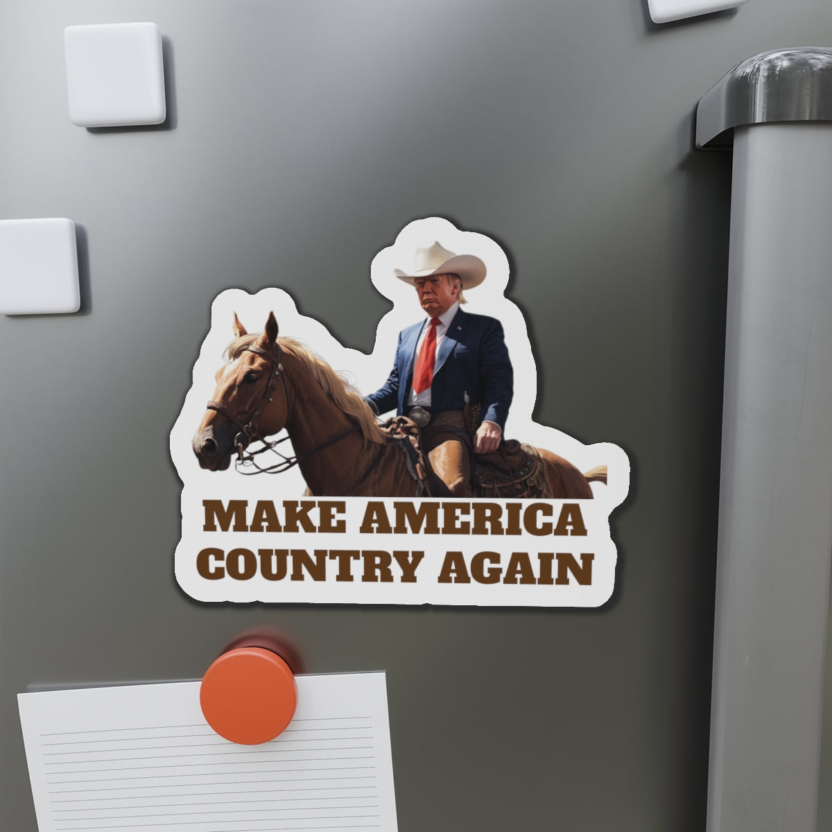 Make America Country Again Cowboy Trump Die-Cut Magnet