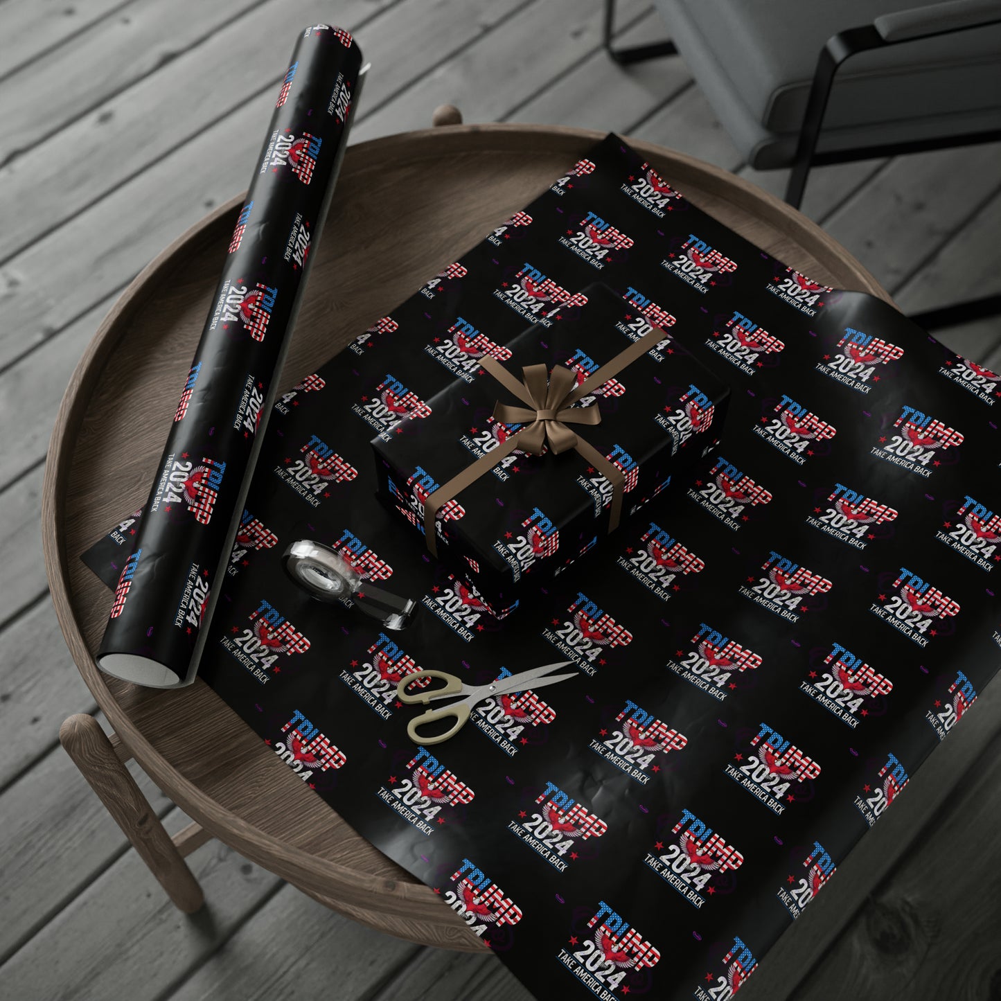 Trump 2024 Take America Back Black Birthday Gift Present Wrapping Paper MAGA