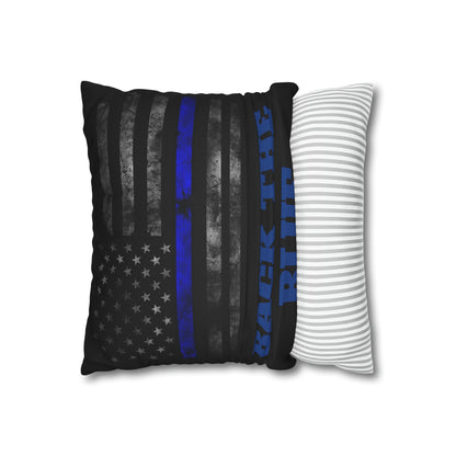 Back the Blue Police Oath and Pattern 2-sided Throw Pillow Case