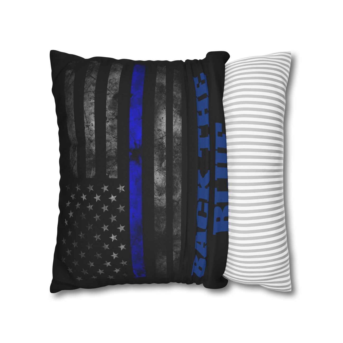 Back the Blue Police Oath and Pattern 2-sided Throw Pillow Case