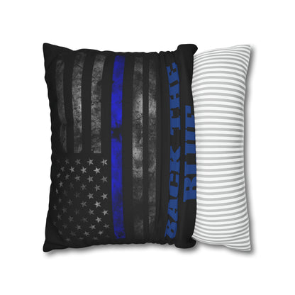Back the Blue Police Oath and Pattern 2-sided Throw Pillow Case