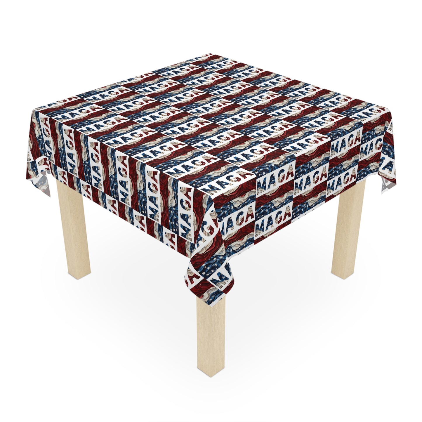 MAGA Red White and Blue Trump Celebration Fabric Tablecloth