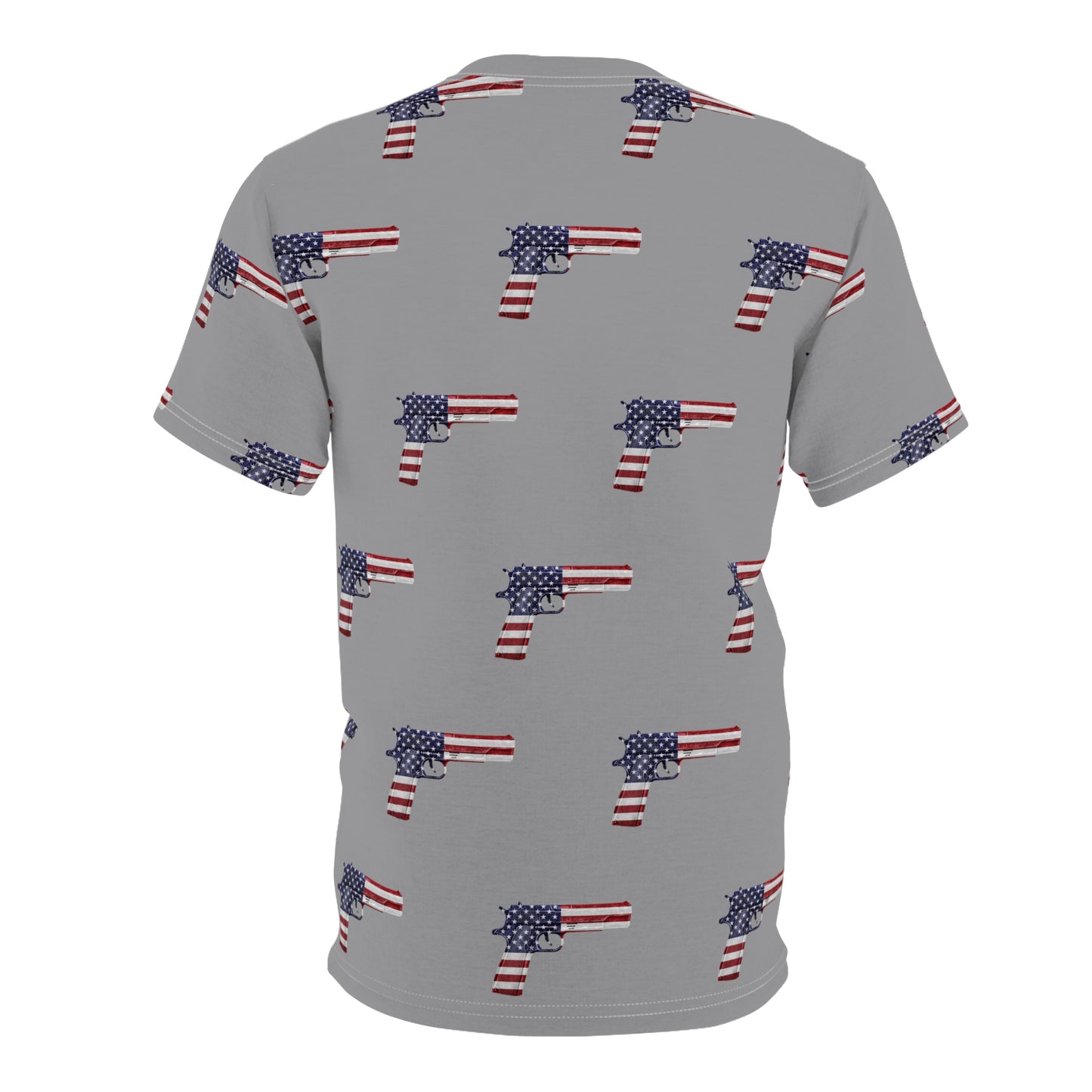 Amerikanische Flagge, Rot, Weiß und Blau, Pistolengrau, Unisex, sportliches Cut &amp; Sew Soft-T-Shirt