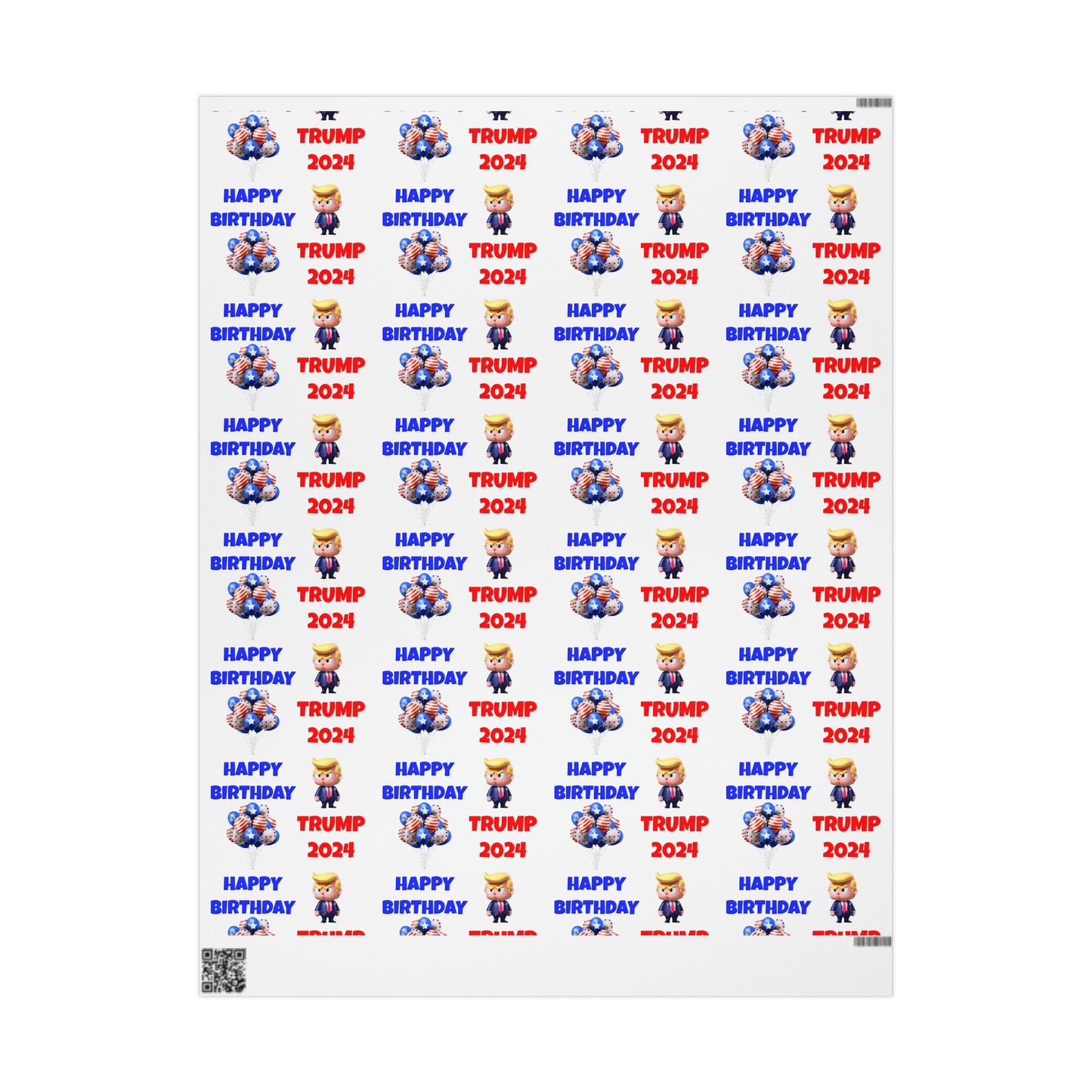 Happy Birthday Trump 2024 white MAGA Birthday Gift Present Wrapping Paper