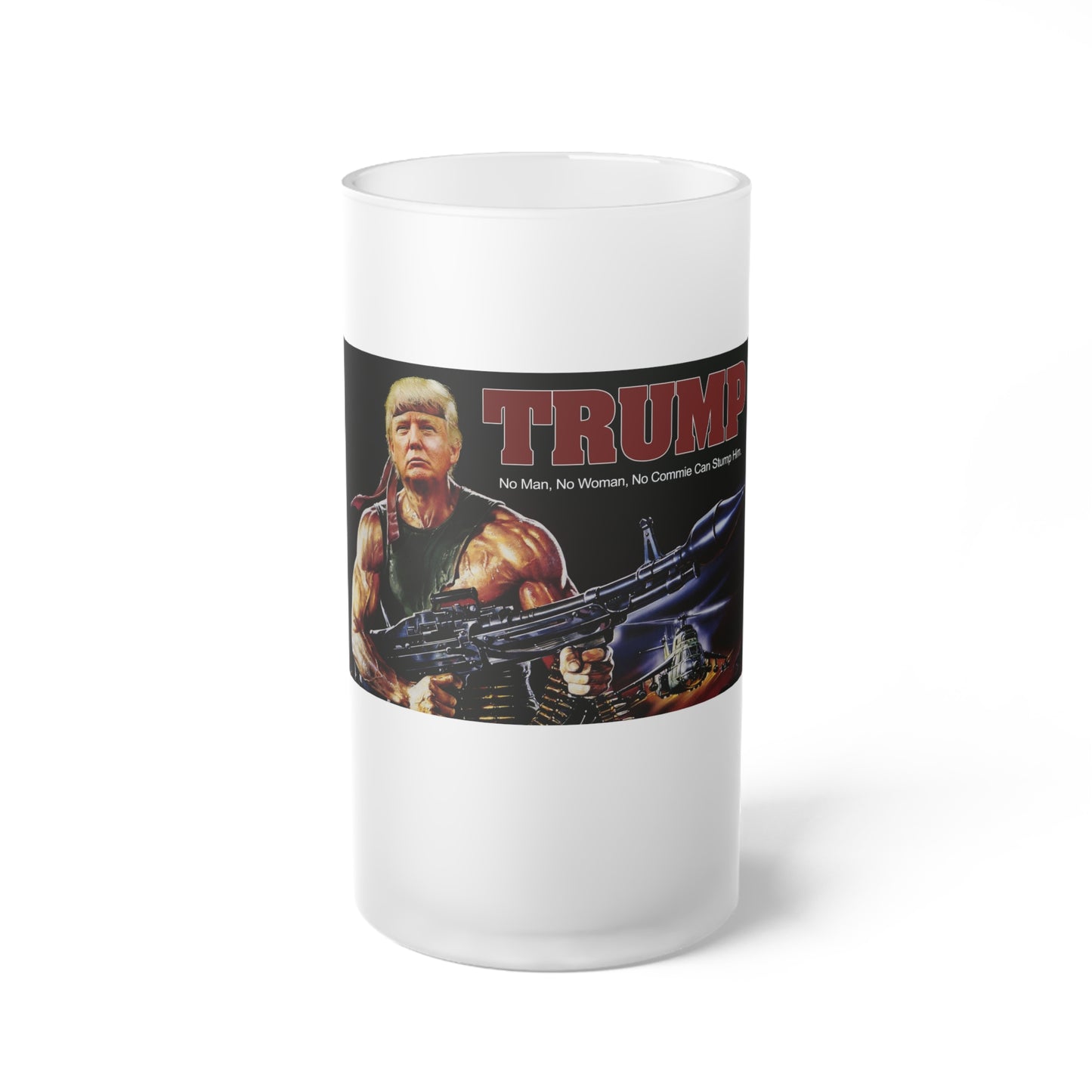 Rambo Trump Take America Back Frosted Glass Beer Pint 16oz Mug MAGA