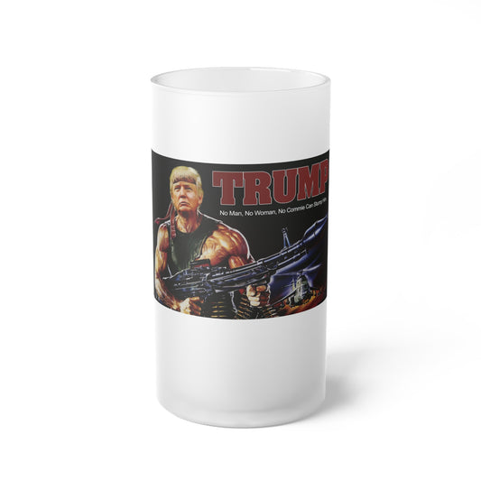 Rambo Trump Take America Back Frosted Glass Beer Pint 16oz Mug MAGA