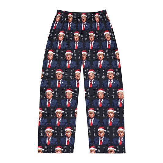 Trump Santa Pixel Style Christmas Men's Polyester Lounge Comfy Pajama Pants
