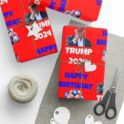 Happy Birthday Trump 2024 Red MAGA Birthday Gift Present Wrapping Paper