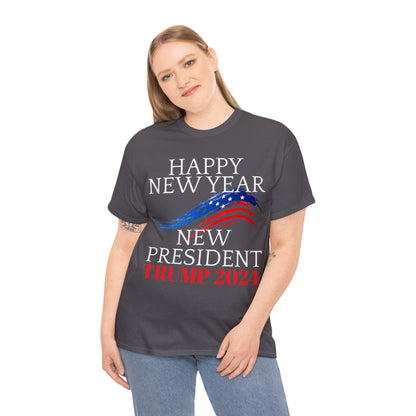 Happy New Year New President Trump 2024 Unisex Heavy Cotton Tee
