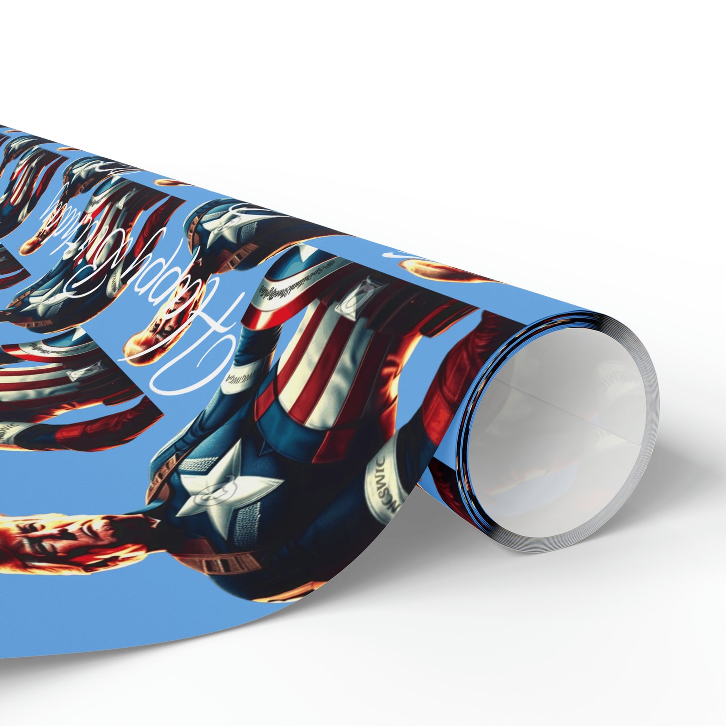 Happy Birthday From Captain Donald J Trump Gift Wrapping Paper (light blue)