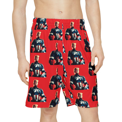 Captain Trump Hero Red All over Print Men’s Sports Athletic Shorts