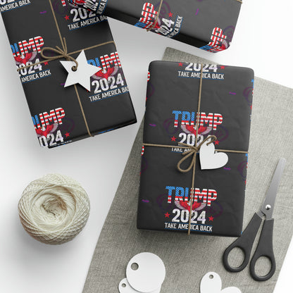 Trump 2024 Take America Back Black Birthday Gift Present Wrapping Paper MAGA