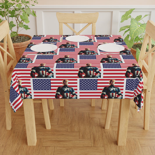 Captain Trump American Red White and Blue Celebration Fabric Tablecloth