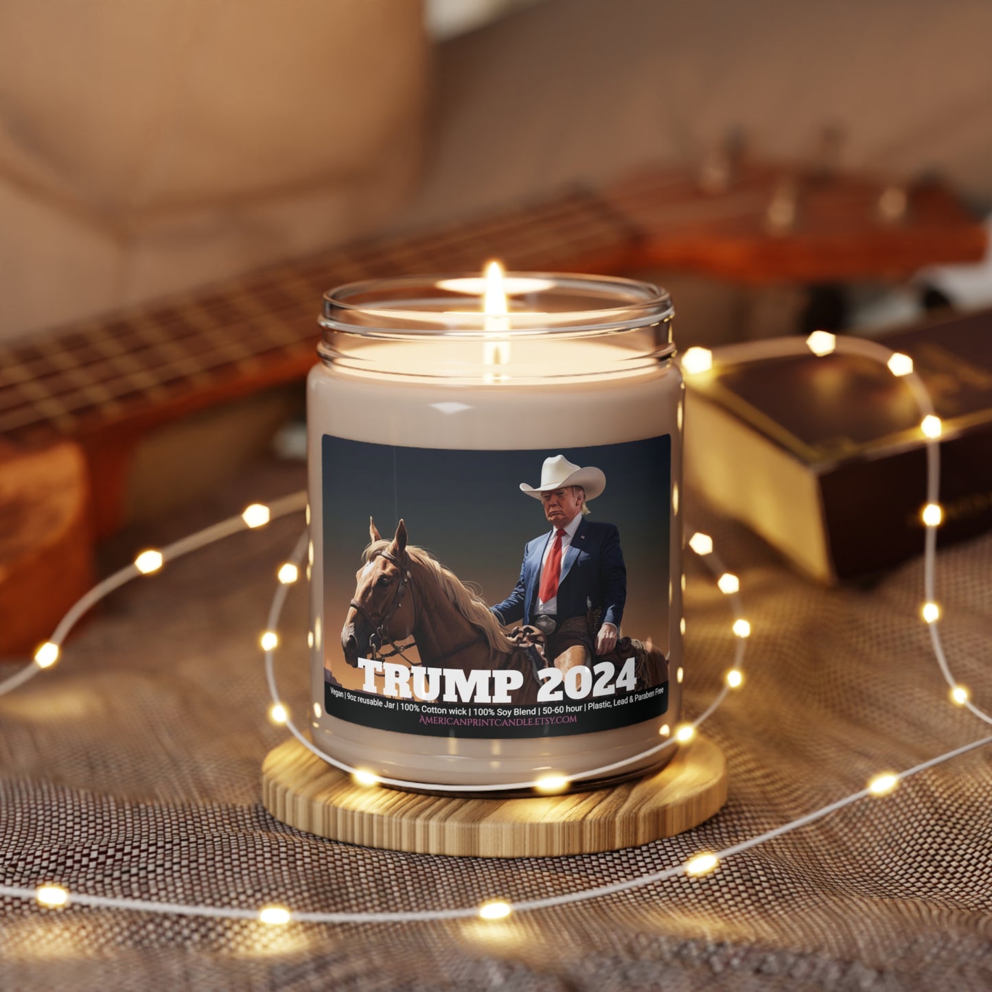 Cowboy Trump 2024 Scented Soy Glass Jar Candle 9oz