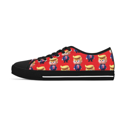 Little Trump all over Print Red Women's Low Top Sneakers Shoes