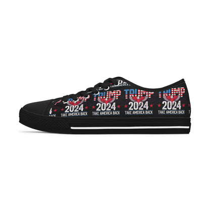Trump 2024 Take America Black All Over Print Women's Low Top Sneakers