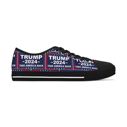 Trump 2024 Take America Back Blue All Over Print Women's Low Top Sneakers