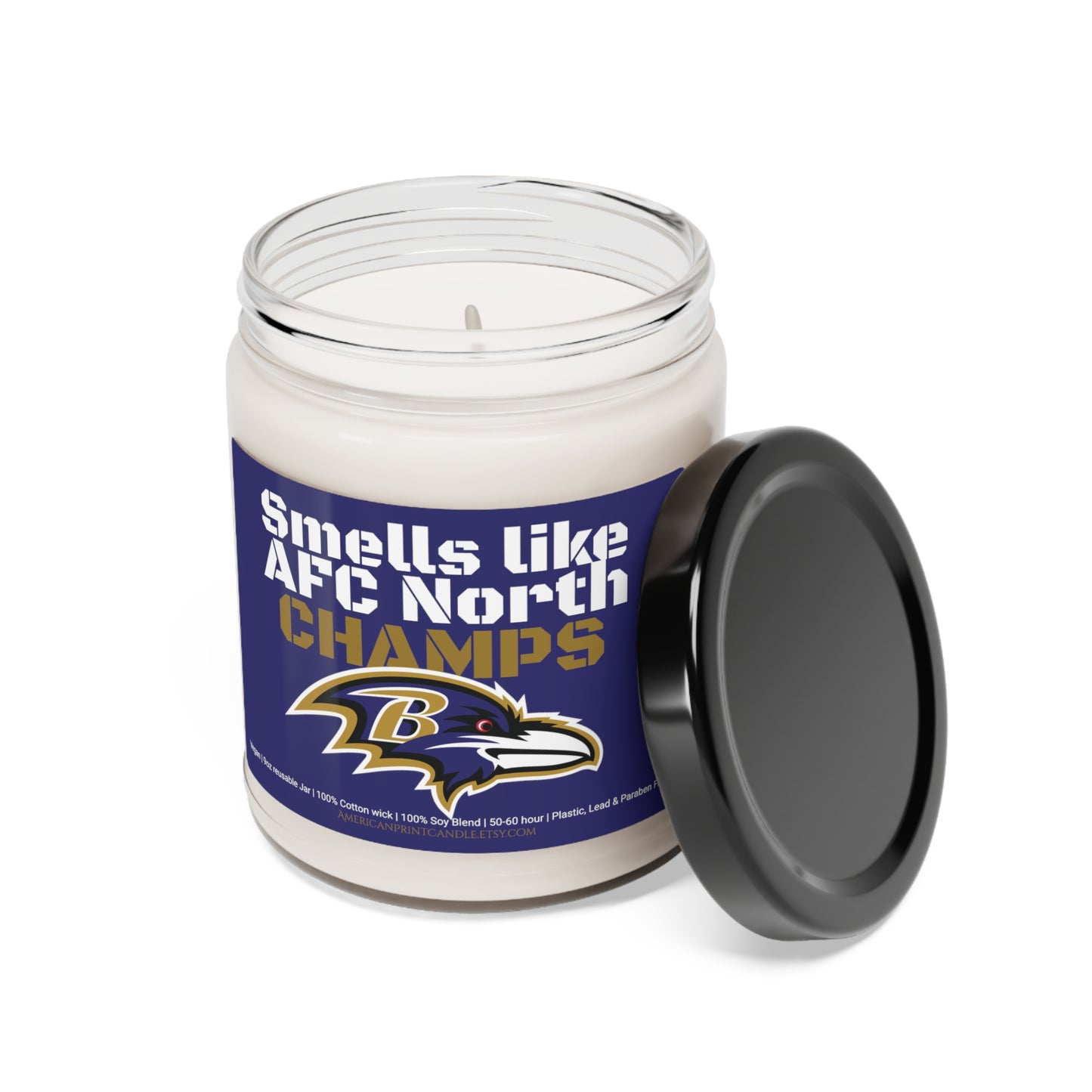 Smells Like AFC North CHAMPS Baltimore Ravens Scented Soy Candle 9oz