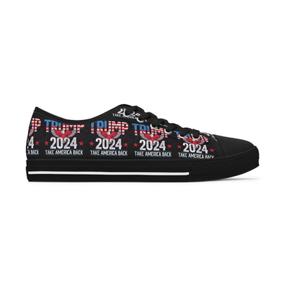 Trump 2024 Take America Black All Over Print Women's Low Top Sneakers