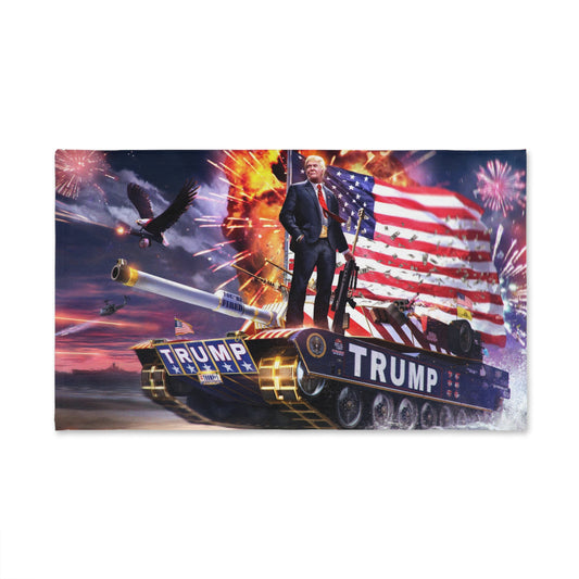 Trump on a tank America High Definition Print Kitchen Bathroom Soft Hand Towel