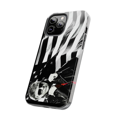 Cool Trump in Leather Jacket Black and White Apple iPhone Tough Phone Cases