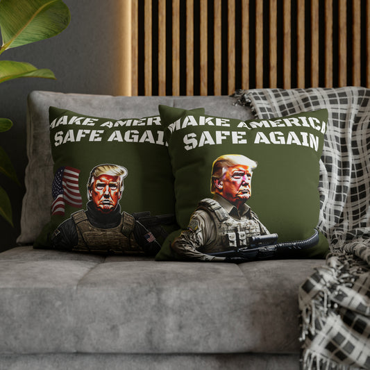 Make America Safe Again Soldier Trump 2 sided Throw Pillow Case
